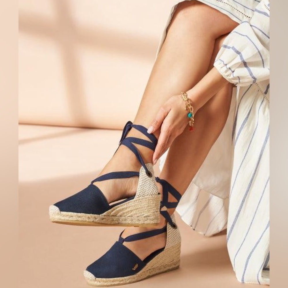 Navy Espadrille Wedges
